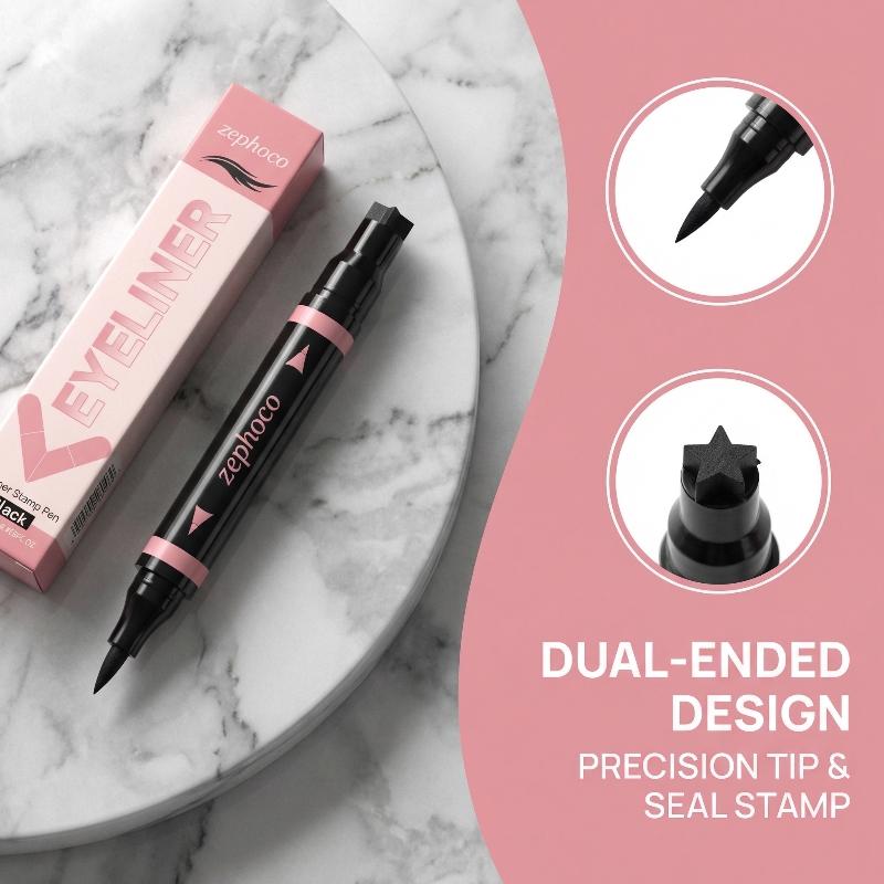 Waterproof Liquid Eyeliner Pen - Siyah Kahverengi Entegre Eyeliner Damgası Hassas