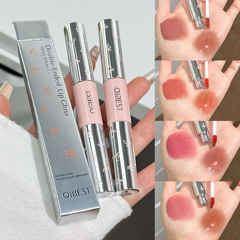 Matte Velvet Lip Tint Long Lasting - QIBEST Çift Başlıklı Mat Kadife Sıvı