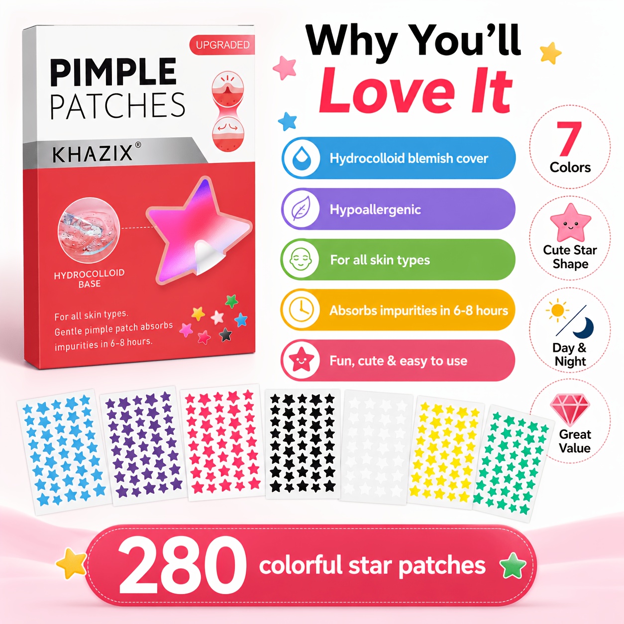 280 adet Yıldız Şeklinde Sivil - Hydrocolloid Pimple Patch incelemesi ve fiyatı