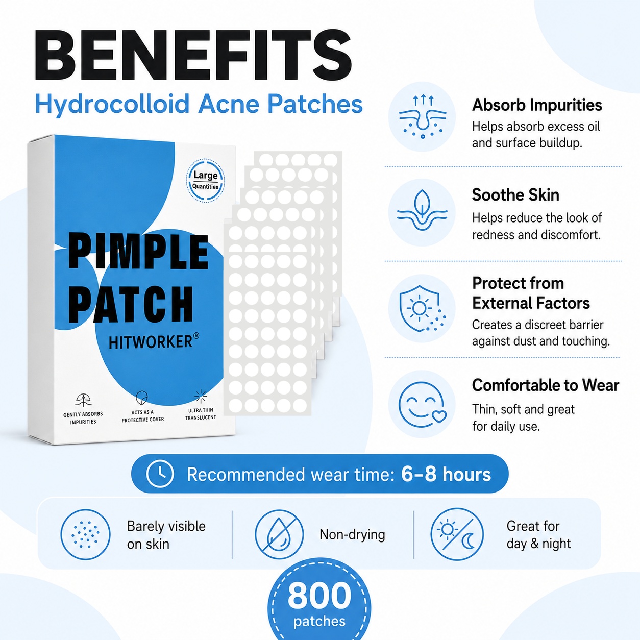 800 Adet Hidrokolloid Akne Siv - Hydrocolloid Pimple Patch incelemesi ve fiyatı